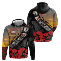 Personalised Remembering ANZAC Lest We Forget Zip Hoodie Vintage Film Frame Memorial Red Poppy LT9 - Polynesian Pride