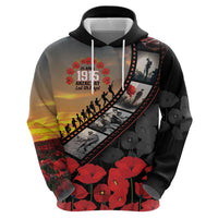 Personalised Remembering ANZAC Lest We Forget Zip Hoodie Vintage Film Frame Memorial Red Poppy LT9 - Polynesian Pride