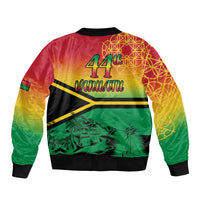 Hapi 44th Indipendens Dei Vanuatu Bomber Jacket Yumi 1980 with Vanuatuan Beach Landscape