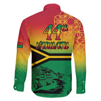 Hapi 44th Indipendens Dei Vanuatu Family Matching Long Sleeve Bodycon Dress and Hawaiian Shirt Yumi 1980 with Vanuatuan Beach Landscape LT9 - Polynesian Pride