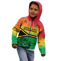 Hapi 44th Indipendens Dei Vanuatu Kid Hoodie Yumi 1980 with Vanuatuan Beach Landscape