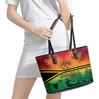 Hapi 44th Indipendens Dei Vanuatu Leather Tote Bag Yumi 1980 with Vanuatuan Beach Landscape LT9 - Polynesian Pride