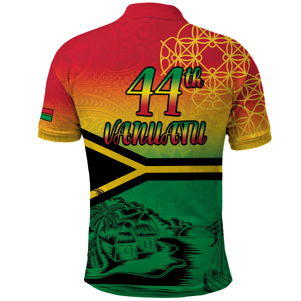 Hapi 44th Indipendens Dei Vanuatu Polo Shirt Yumi 1980 with Vanuatuan Beach Landscape