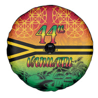 Hapi 44th Indipendens Dei Vanuatu Spare Tire Cover Yumi 1980 with Vanuatuan Beach Landscape