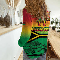 Hapi 44th Indipendens Dei Vanuatu Women Casual Shirt Yumi 1980 with Vanuatuan Beach Landscape LT9 - Polynesian Pride