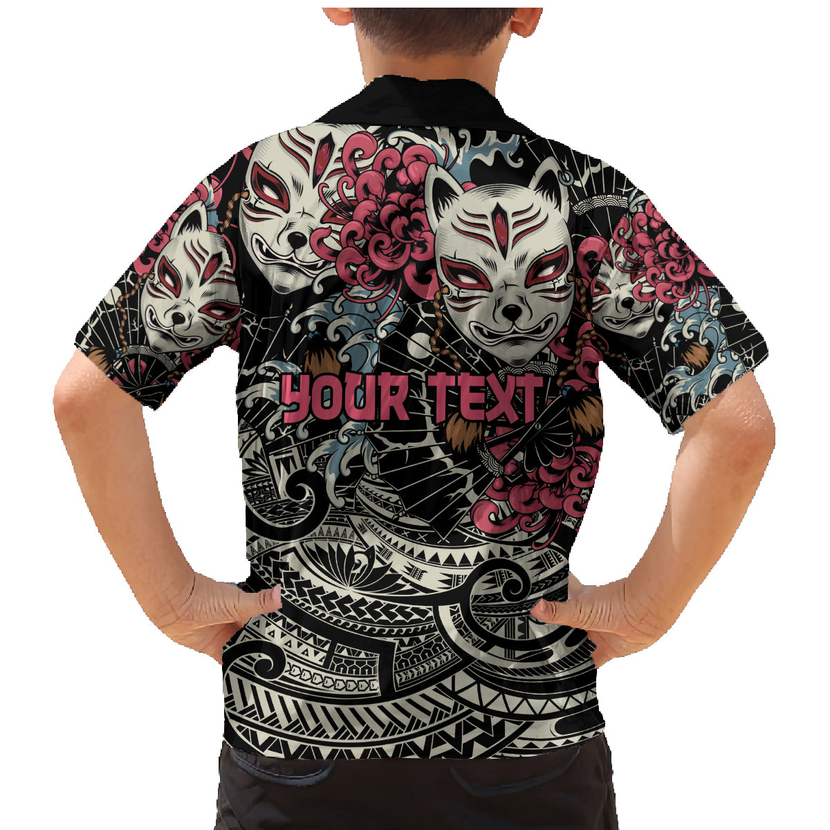 Personalized Japanese Kitsune Mask Family Matching Mermaid Dress and Hawaiian Shirt With Polynesian Arty Style LT9 - Polynesian Pride