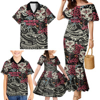 Personalized Japanese Kitsune Mask Family Matching Mermaid Dress and Hawaiian Shirt With Polynesian Arty Style LT9 - Polynesian Pride