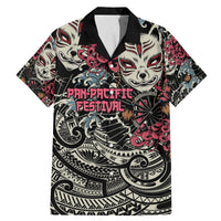 Personalized Japanese Kitsune Mask Family Matching Mermaid Dress and Hawaiian Shirt With Polynesian Arty Style LT9 Dad's Shirt - Short Sleeve Black - Polynesian Pride