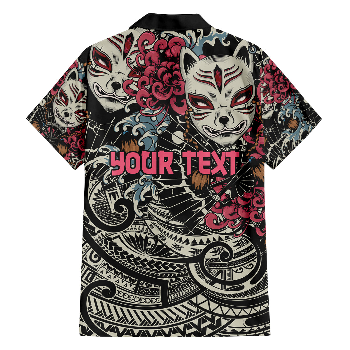 Personalized Japanese Kitsune Mask Family Matching Off Shoulder Maxi Dress and Hawaiian Shirt With Polynesian Arty Style LT9 - Polynesian Pride