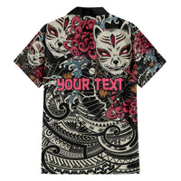 Personalized Japanese Kitsune Mask Family Matching Off Shoulder Maxi Dress and Hawaiian Shirt With Polynesian Arty Style LT9 - Polynesian Pride