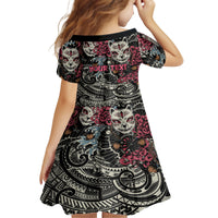 Personalized Japanese Kitsune Mask Family Matching Off Shoulder Short Dress and Hawaiian Shirt With Polynesian Arty Style LT9 - Polynesian Pride