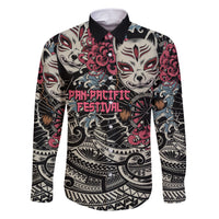 Personalized Japanese Kitsune Mask Family Matching Short Sleeve Bodycon Dress and Hawaiian Shirt With Polynesian Arty Style LT9 Dad's Shirt - Long Sleeve Black - Polynesian Pride