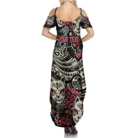 Personalized Japanese Kitsune Mask Family Matching Summer Maxi Dress and Hawaiian Shirt With Polynesian Arty Style LT9 - Polynesian Pride