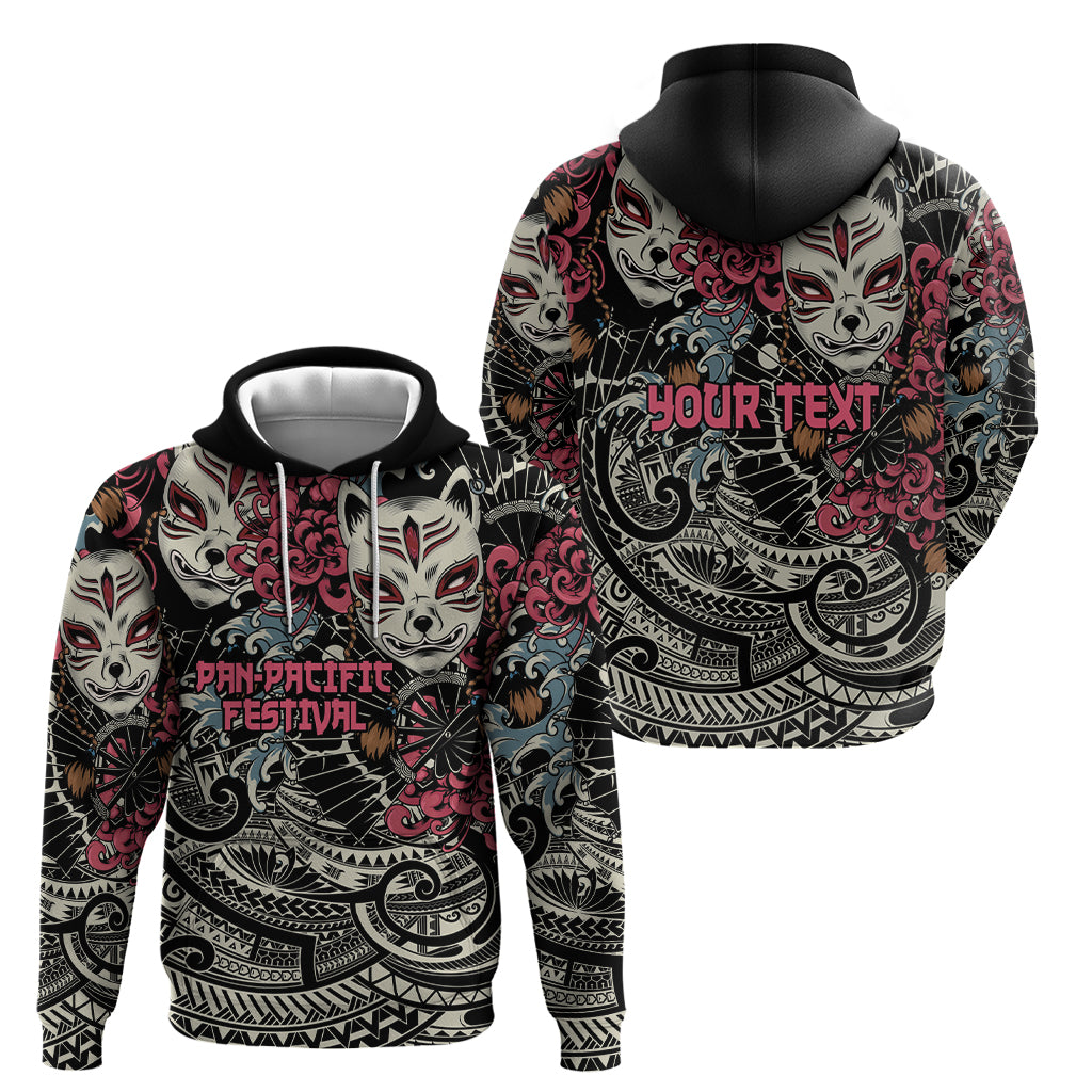 Personalized Japanese Kitsune Mask Zip Hoodie With Polynesian Arty Style