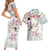 Personalized Japanese Shirasagi Bird Couples Matching Short Sleeve Bodycon Dress and Hawaiian Shirt Sakura and Hibiscus Polynesian Pattern