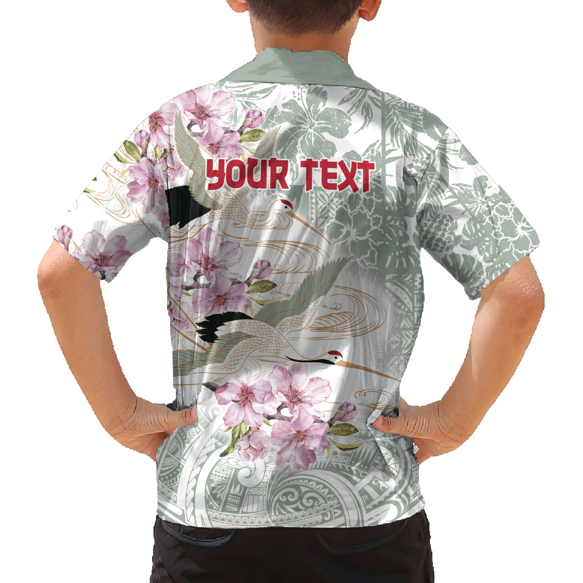 Personalized Japanese Shirasagi Bird Family Matching Puletasi and Hawaiian Shirt Sakura and Hibiscus Polynesian Pattern LT9 - Polynesian Pride