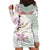 Personalized Japanese Shirasagi Bird Hoodie Dress Sakura and Hibiscus Polynesian Pattern