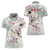 Personalized Japanese Shirasagi Bird Women Polo Shirt Sakura and Hibiscus Polynesian Pattern