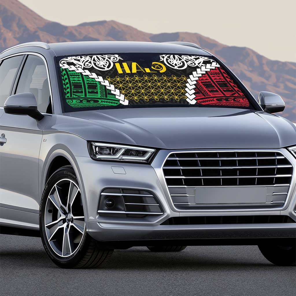 Halo Vanuatu Pride Auto Sun Shade Vanuatuan Sand Drawing Pattern - Polynesian Pride