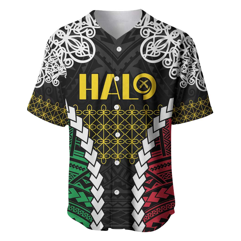 Halo Vanuatu Pride Baseball Jersey Vanuatuan Sand Drawing Pattern LT9 Black - Polynesian Pride