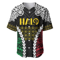 Halo Vanuatu Pride Baseball Jersey Vanuatuan Sand Drawing Pattern LT9 Black - Polynesian Pride