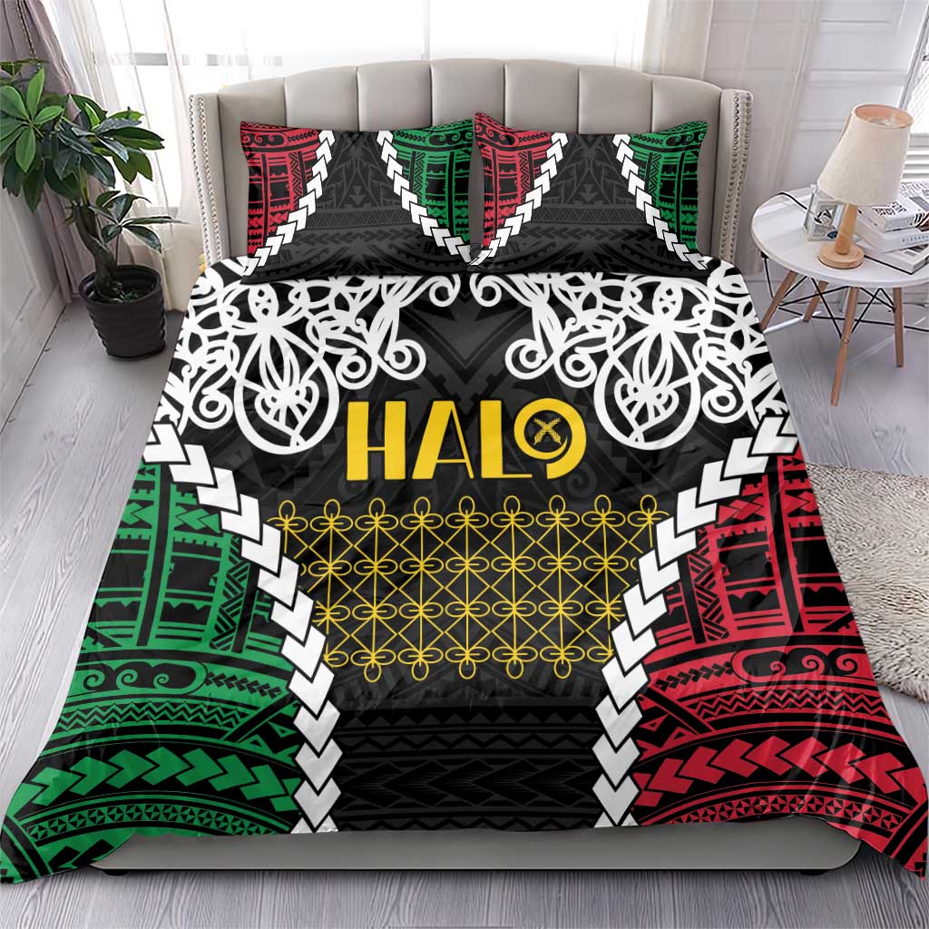 Halo Vanuatu Pride Bedding Set Vanuatuan Sand Drawing Pattern LT9 - Polynesian Pride