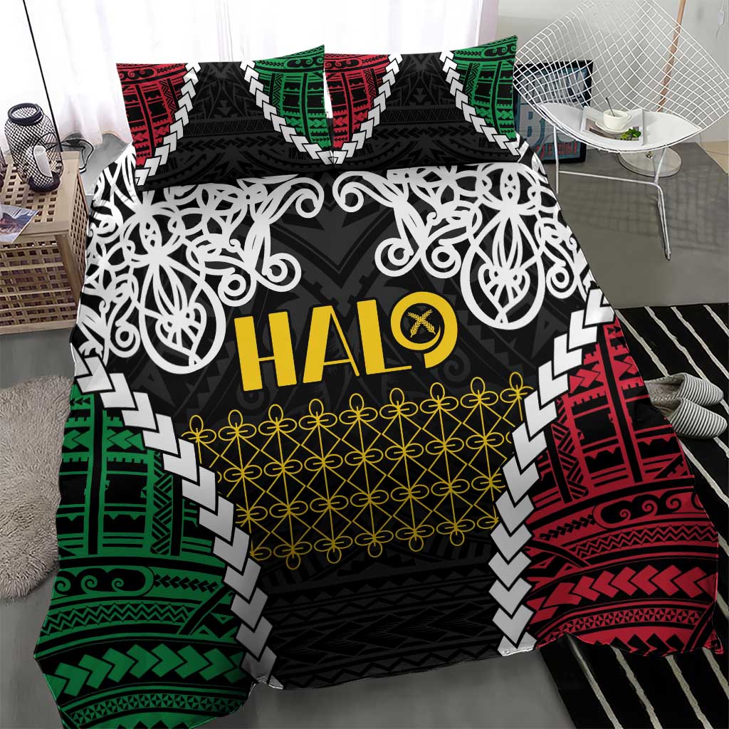 Halo Vanuatu Pride Bedding Set Vanuatuan Sand Drawing Pattern LT9 - Polynesian Pride