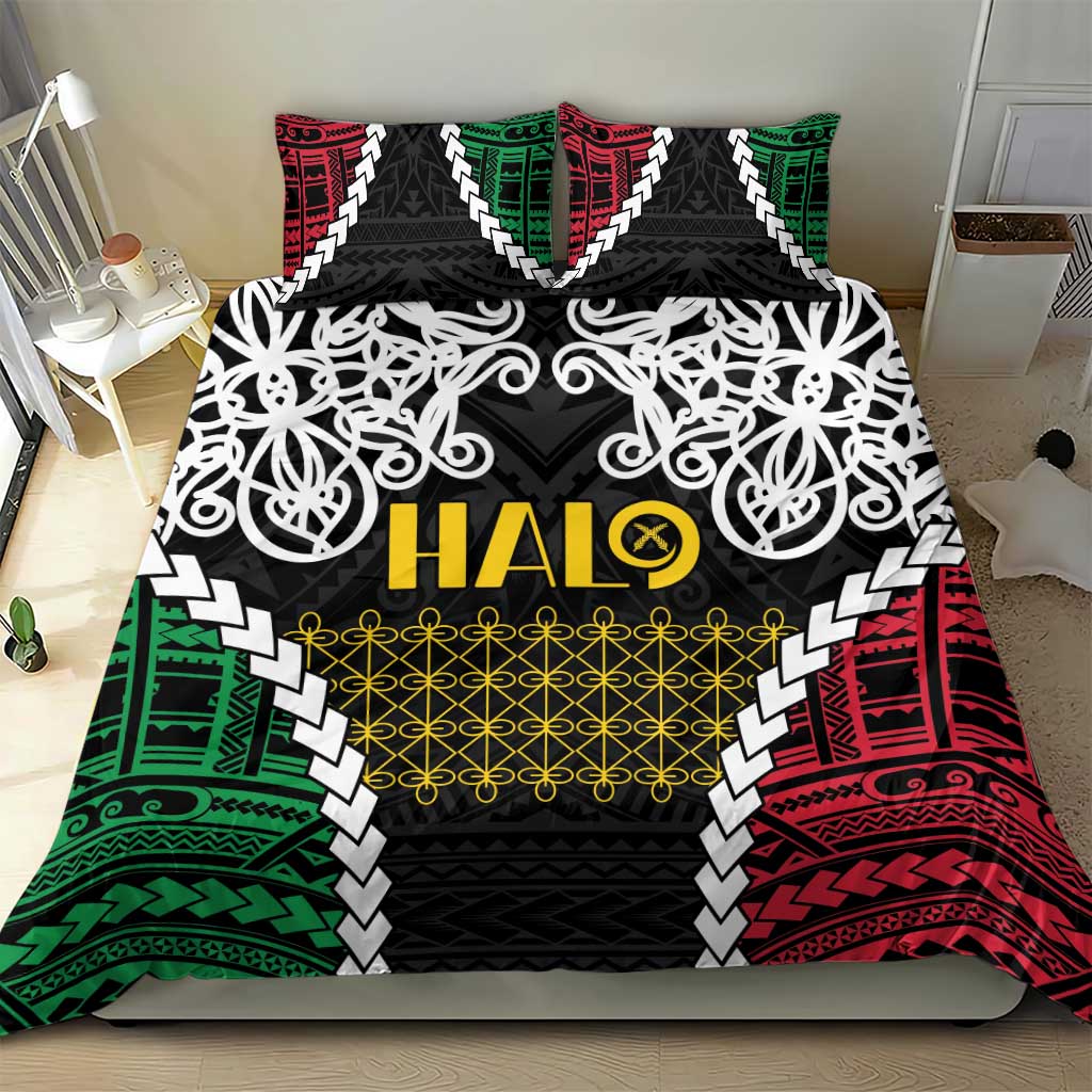 Halo Vanuatu Pride Bedding Set Vanuatuan Sand Drawing Pattern LT9 - Polynesian Pride