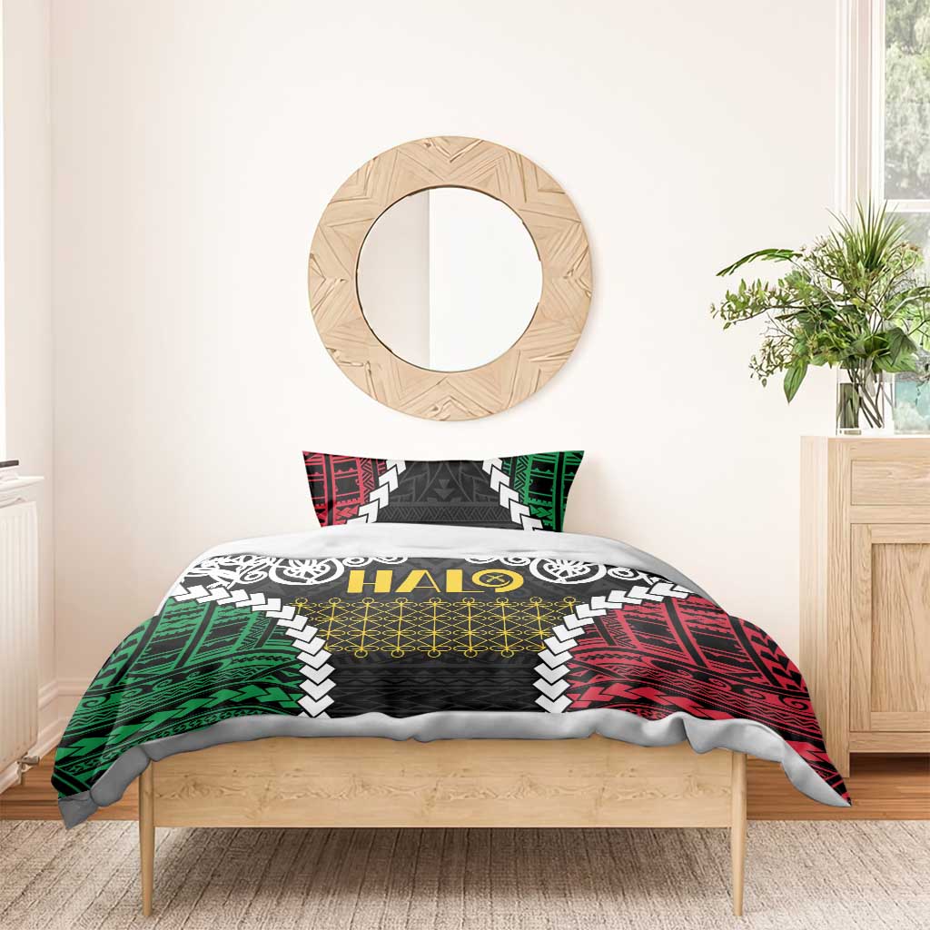 Halo Vanuatu Pride Bedding Set Vanuatuan Sand Drawing Pattern LT9 - Polynesian Pride