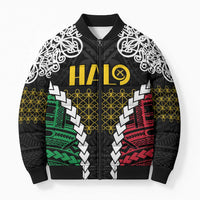 Halo Vanuatu Pride Bomber Puffer Jacket Vanuatuan Sand Drawing Pattern - Polynesian Pride