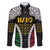 Halo Vanuatu Pride Family Matching Off The Shoulder Long Sleeve Dress and Hawaiian Shirt Vanuatuan Sand Drawing Pattern
