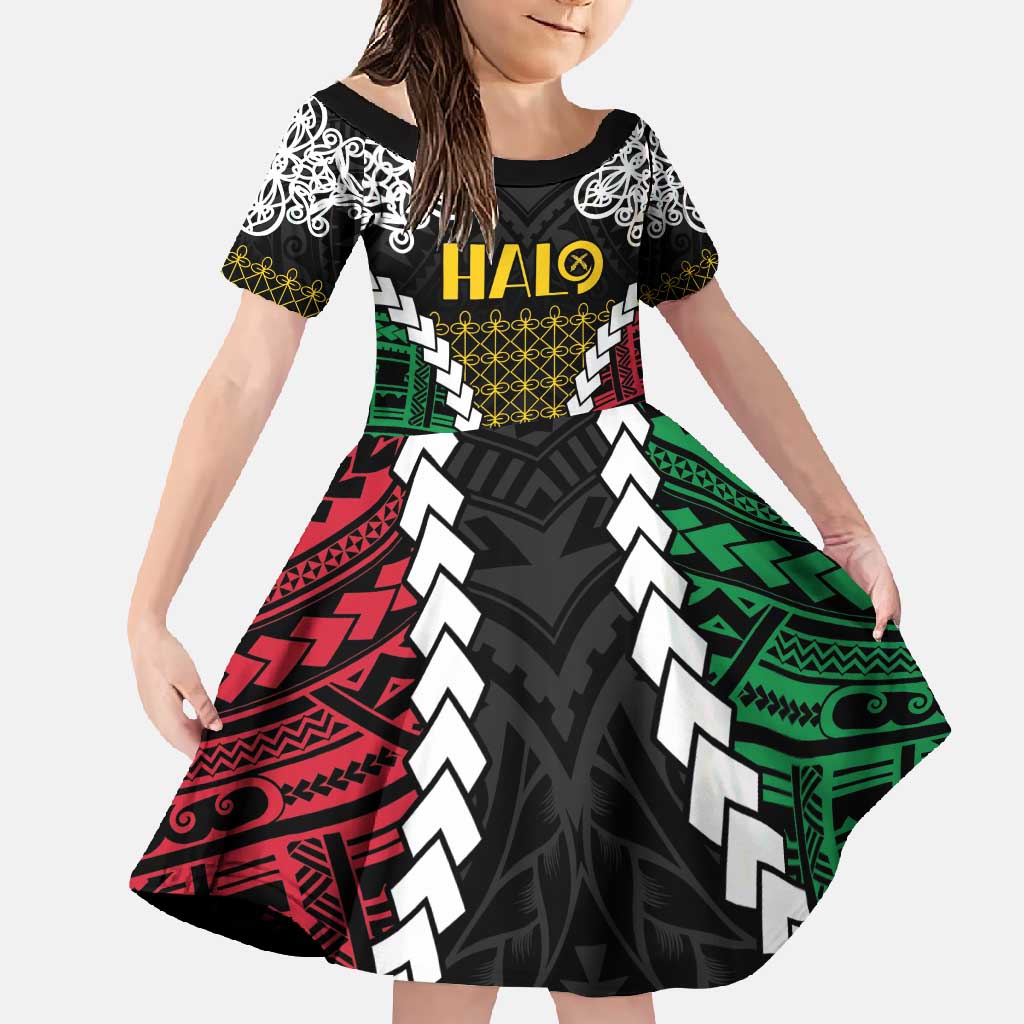 Halo Vanuatu Pride Family Matching Short Sleeve Bodycon Dress and Hawaiian Shirt Vanuatuan Sand Drawing Pattern
