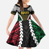 Halo Vanuatu Pride Family Matching Short Sleeve Bodycon Dress and Hawaiian Shirt Vanuatuan Sand Drawing Pattern