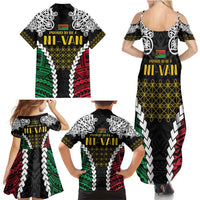 Halo Vanuatu Pride Family Matching Summer Maxi Dress and Hawaiian Shirt Vanuatuan Sand Drawing Pattern