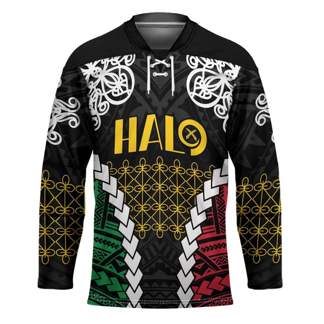 Halo Vanuatu Pride Hockey Jersey Vanuatuan Sand Drawing Pattern - Polynesian Pride