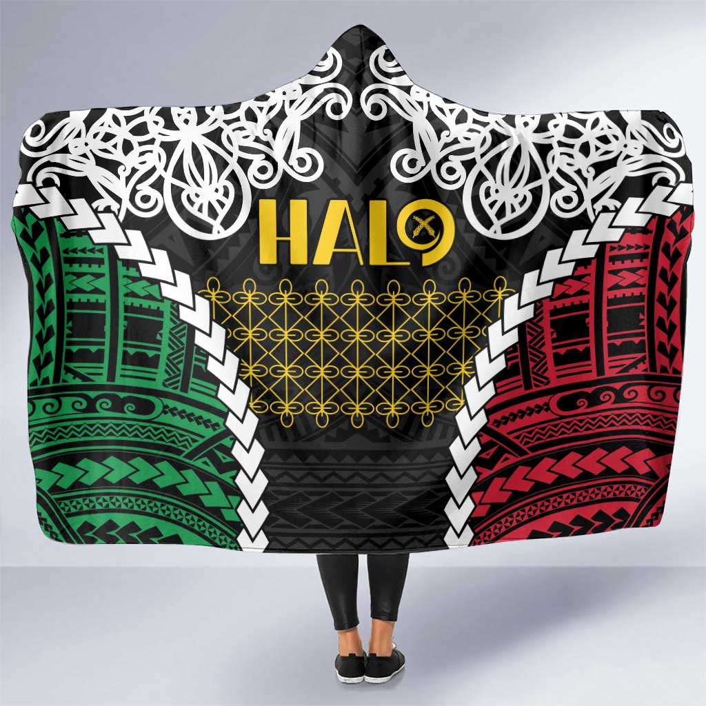 Halo Vanuatu Pride Hooded Blanket Vanuatuan Sand Drawing Pattern