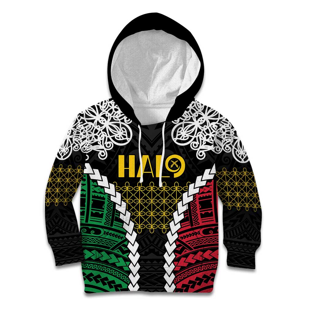 Halo Vanuatu Pride Kid Hoodie Vanuatuan Sand Drawing Pattern