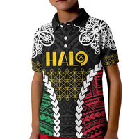 Halo Vanuatu Pride Kid Polo Shirt Vanuatuan Sand Drawing Pattern LT9 Kid Black - Polynesian Pride