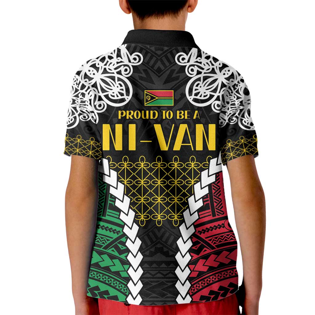 Halo Vanuatu Pride Kid Polo Shirt Vanuatuan Sand Drawing Pattern LT9 - Polynesian Pride