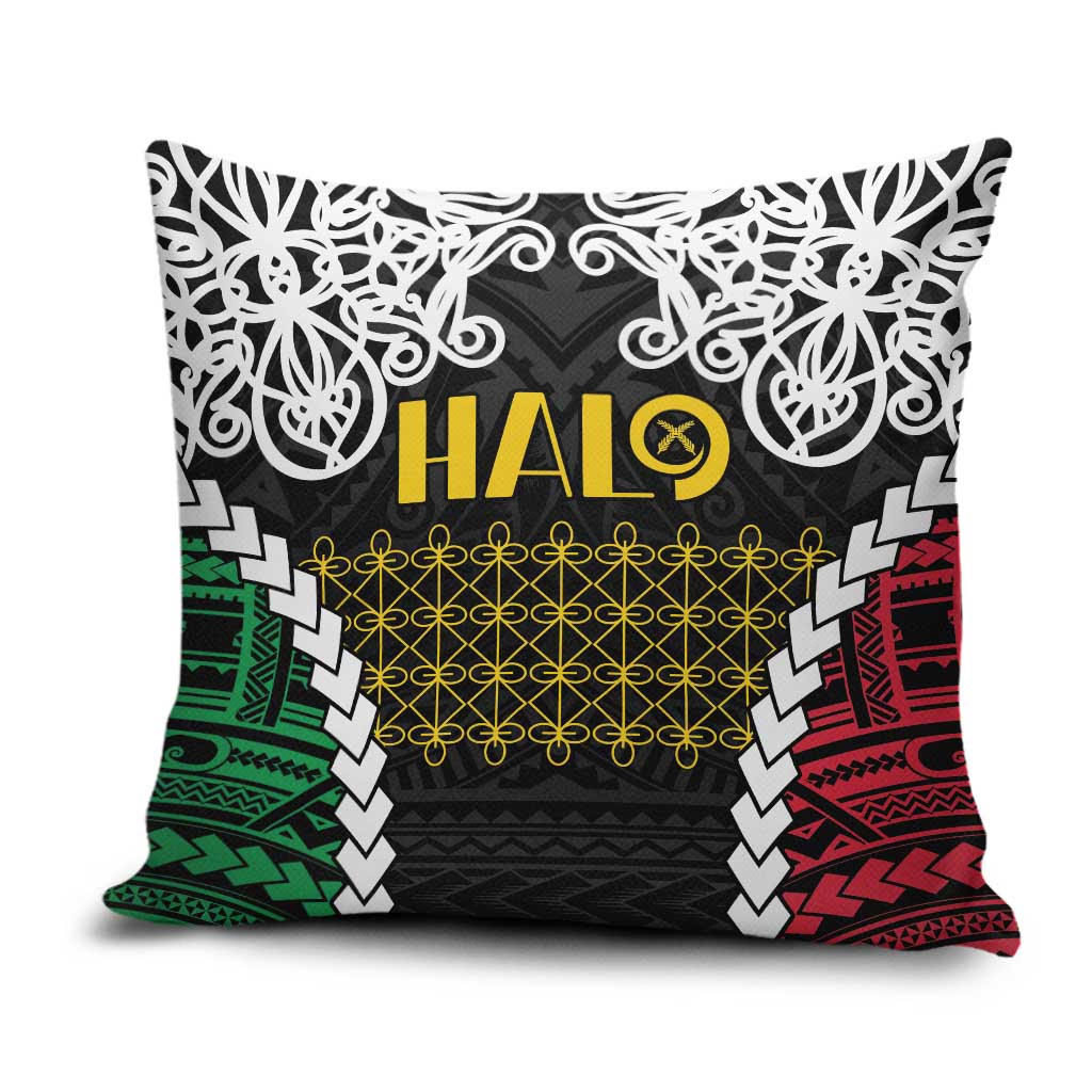 Halo Vanuatu Pride Pillow Cover Vanuatuan Sand Drawing Pattern LT9 Black - Polynesian Pride