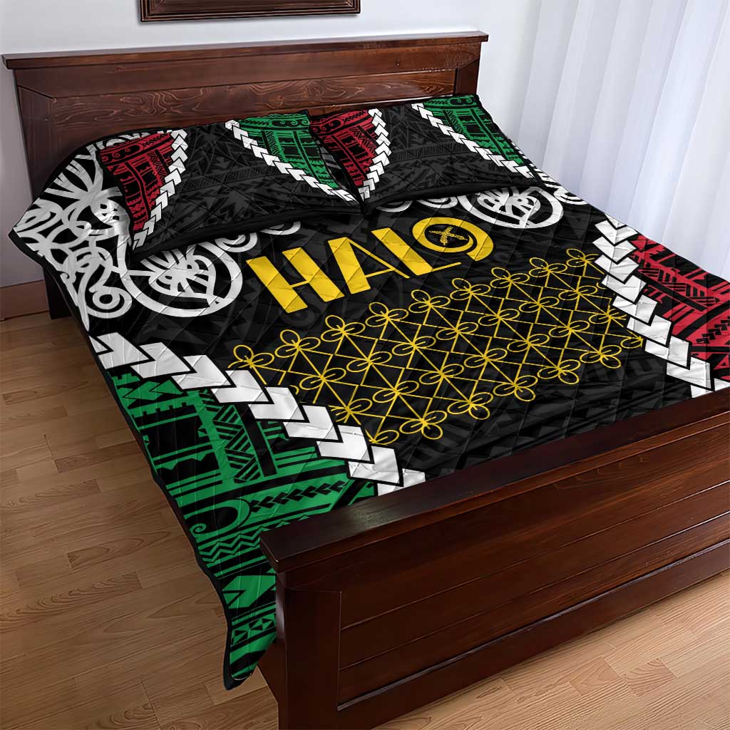 Halo Vanuatu Pride Quilt Bed Set Vanuatuan Sand Drawing Pattern