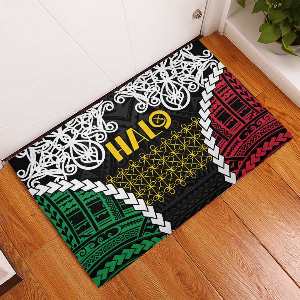 Halo Vanuatu Pride Rubber Doormat Vanuatuan Sand Drawing Pattern LT9 - Polynesian Pride