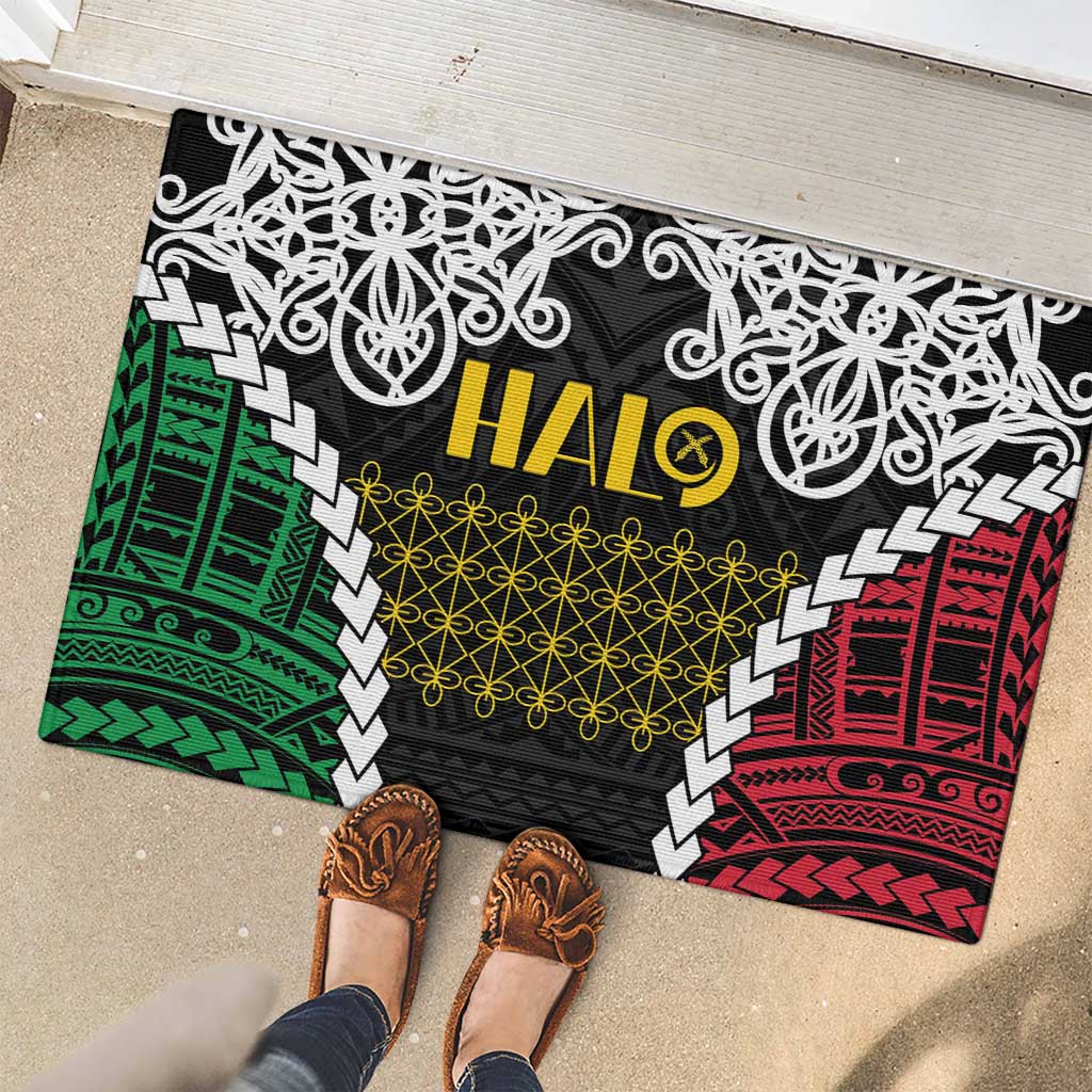 Halo Vanuatu Pride Rubber Doormat Vanuatuan Sand Drawing Pattern LT9 - Polynesian Pride