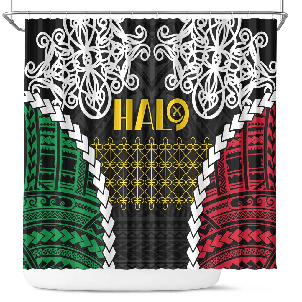 Halo Vanuatu Pride Shower Curtain Vanuatuan Sand Drawing Pattern