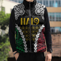 Halo Vanuatu Pride Sleeveless Puffer Jacket Vanuatuan Sand Drawing Pattern - Polynesian Pride