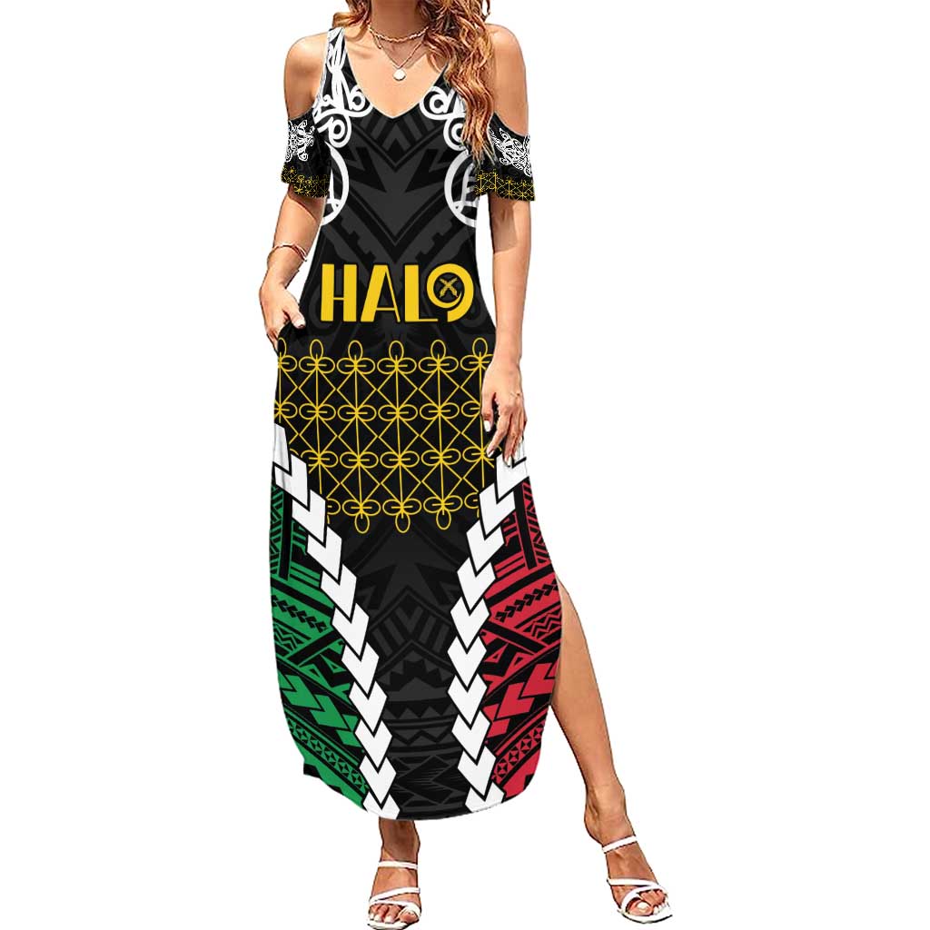 Halo Vanuatu Pride Summer Maxi Dress Vanuatuan Sand Drawing Pattern