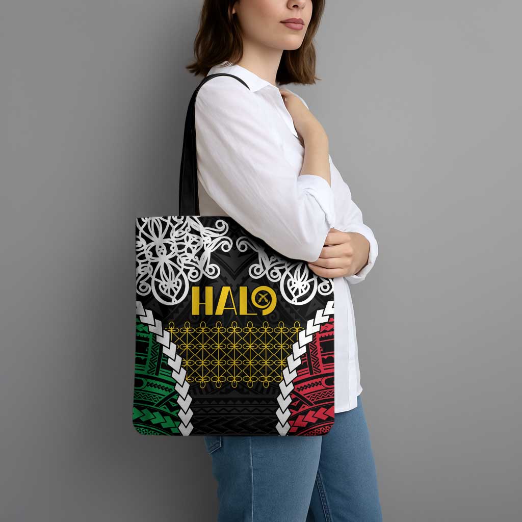 Halo Vanuatu Pride Tote Bag Vanuatuan Sand Drawing Pattern LT9 - Polynesian Pride