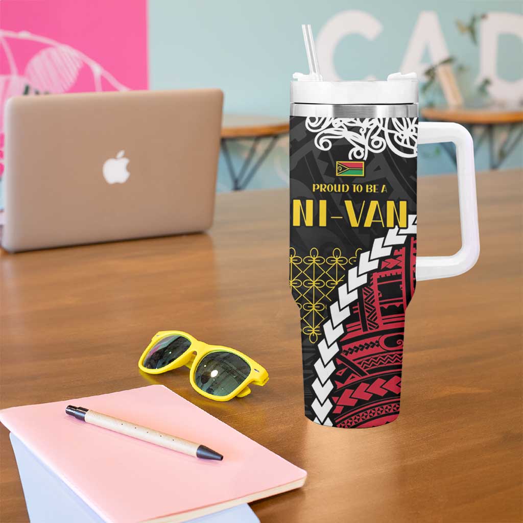 Halo Vanuatu Pride Tumbler With Handle Vanuatuan Sand Drawing Pattern LT9 - Polynesian Pride