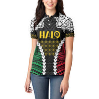 Halo Vanuatu Pride Women Polo Shirt Vanuatuan Sand Drawing Pattern