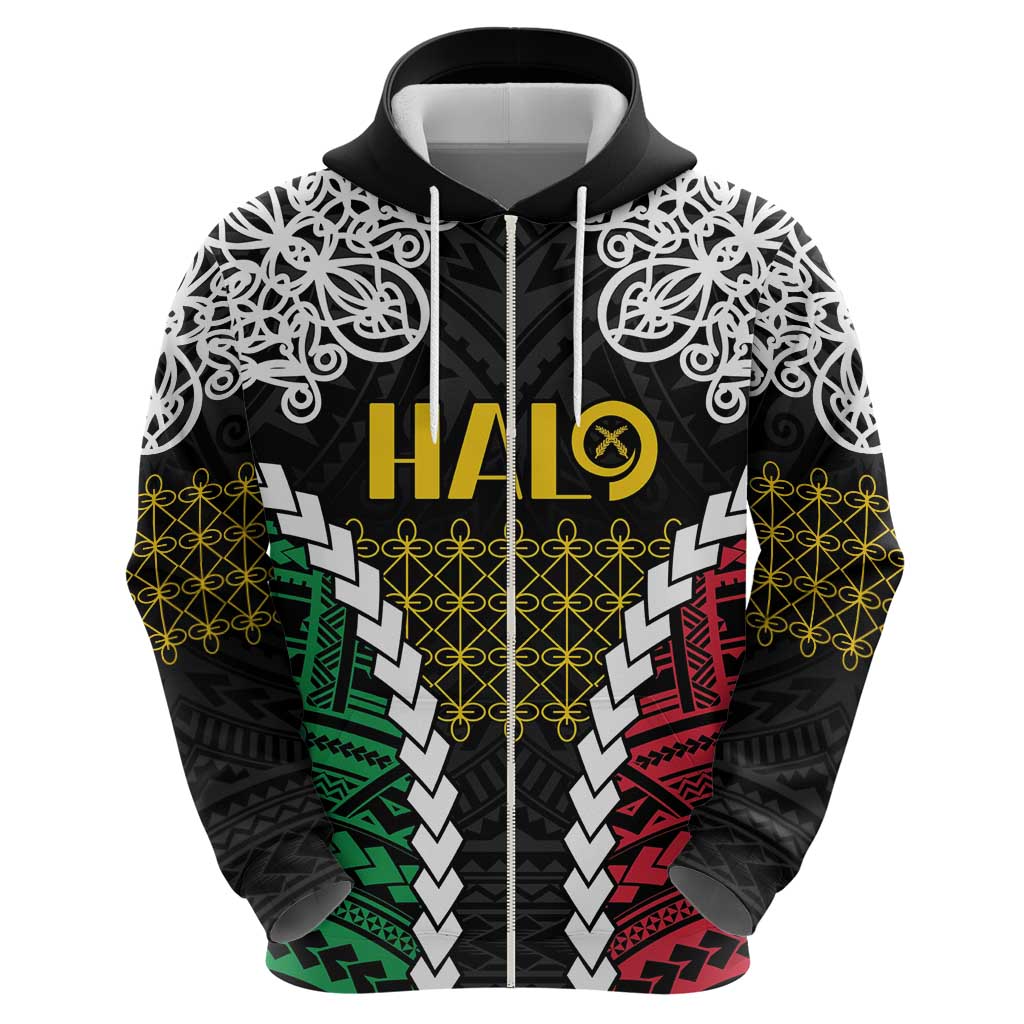 Halo Vanuatu Pride Zip Hoodie Vanuatuan Sand Drawing Pattern